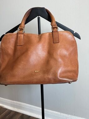 Brown Leather Shoulder Bag with Double Handles